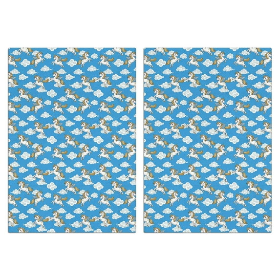 2 Pcs Funny Kitchen Towels,Blue Cartoon Winged Unicorn Cloud Pattern Microfiber Dish Towels,Kitchen Tea Towels,Kitchen Towel Set (18" X 26")