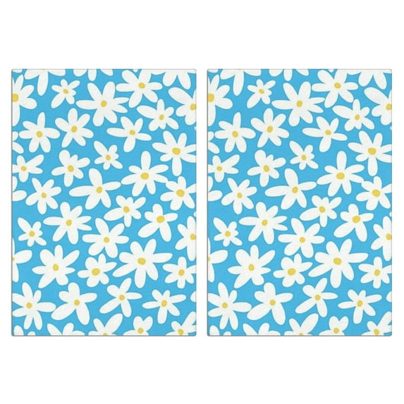2 Pcs Funny Kitchen Towels,Blue Daisy Flower Pattern Microfiber Dish Towels,Kitchen Tea Towels,Kitchen Towel Set (18" X 26")