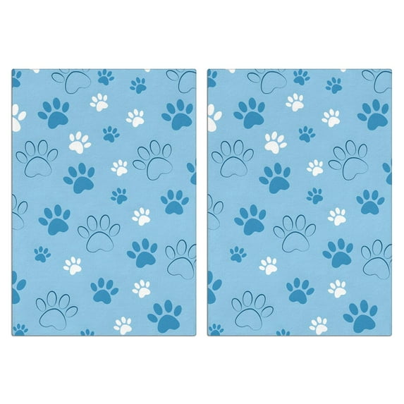 2 Pcs Funny Kitchen Towels,Blue Dog Paw Footprint Microfiber Dish Towels,Kitchen Tea Towels,Kitchen Towel Set (18" X 26")