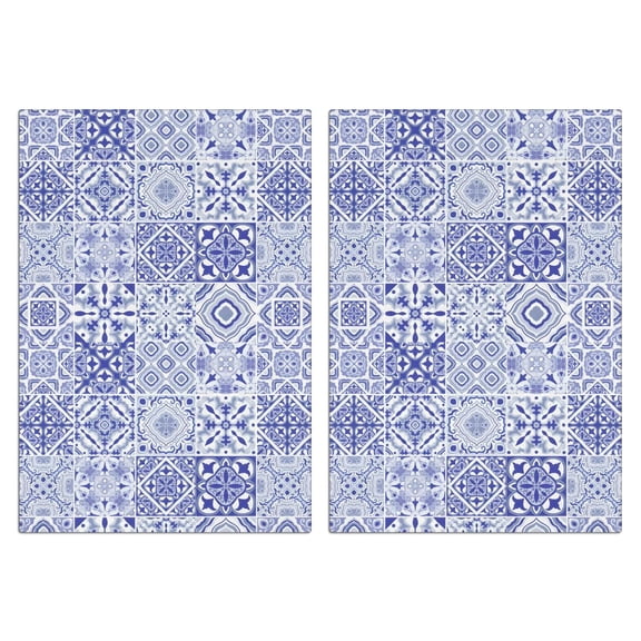 2 Pcs Funny Kitchen Towels,Blue Ethnic Geometric Pattern Microfiber Dish Towels,Kitchen Tea Towels,Kitchen Towel Set (18" X 26")