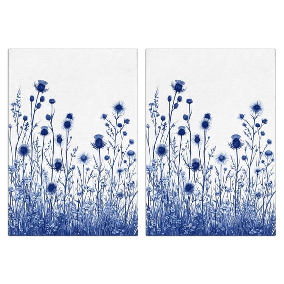 2 Pcs Funny Kitchen Towels,Blue Flowers Microfiber Dish Towels,Kitchen Tea Towels,Kitchen Towel Set (18" X 26")