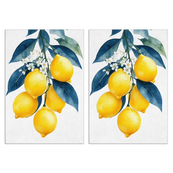 2 Pcs Funny Kitchen Towels,Blue Lemon Microfiber Dish Towels,Kitchen Tea Towels,Kitchen Towel Set (18" X 26")