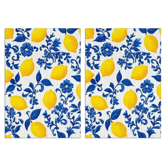 2 Pcs Funny Kitchen Towels,Blue Lemon Microfiber Dish Towels,Kitchen Tea Towels,Kitchen Towel Set (18" X 26")