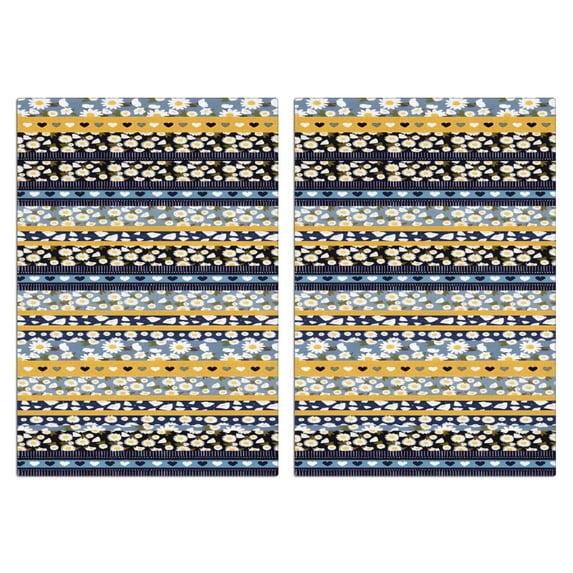 2 Pcs Funny Kitchen Towels,Blue Pioneer Flower Striped Pattern Microfiber Dish Towels,Kitchen Tea Towels,Kitchen Towel Set (18" X 26")