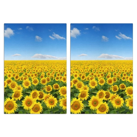 2 Pcs Funny Kitchen Towels,Blue Sky Sunflower Field Pattern Microfiber Dish Towels,Kitchen Tea Towels,Kitchen Towel Set (18" X 26")
