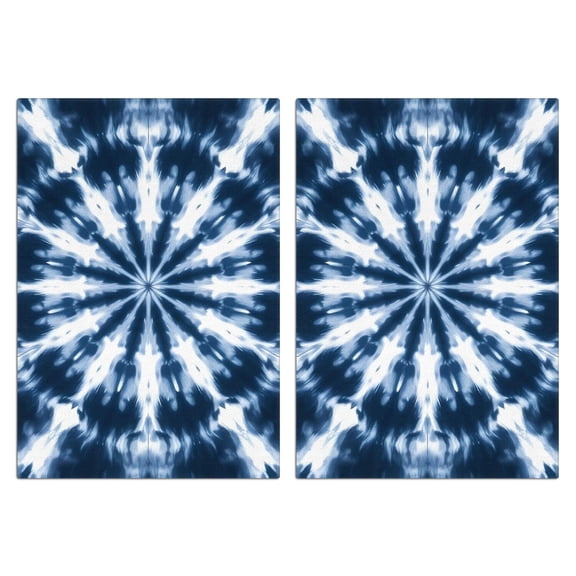 2 Pcs Funny Kitchen Towels,Blue Tie Dye Starburst Pattern Microfiber Dish Towels,Kitchen Tea Towels,Kitchen Towel Set (18" X 26")