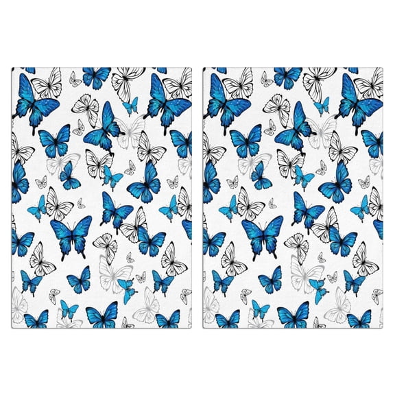 2 Pcs Funny Kitchen Towels,Blue White Butterfly Pattern Microfiber Dish Towels,Kitchen Tea Towels,Kitchen Towel Set (18" X 26")