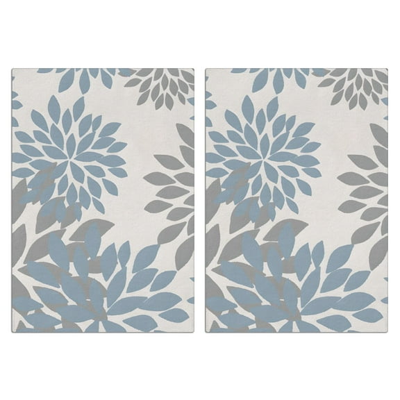 2 Pcs Funny Kitchen Towels,Blue and Gray Floral Pattern Microfiber Dish Towels,Kitchen Tea Towels,Kitchen Towel Set (18" X 26")
