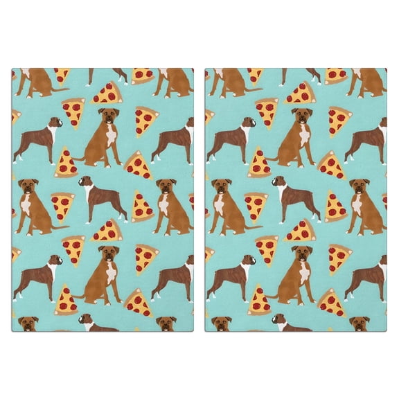 2 Pcs Funny Kitchen Towels,Boxer Dog Pitbull Terriers Dog and Pizza Microfiber Dish Towels,Kitchen Tea Towels,Kitchen Towel Set (18" X 26")