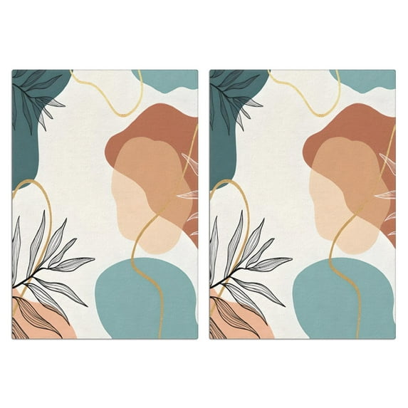 2 Pcs Funny Kitchen Towels,Brown Boho Abstract and Plant Pattern Microfiber Dish Towels,Kitchen Tea Towels,Kitchen Towel Set (18" X 26")