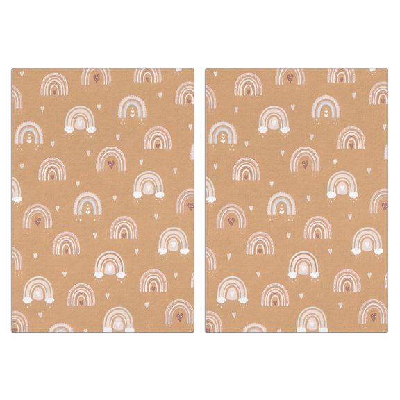 2 Pcs Funny Kitchen Towels,Brown Boho Bohemia Rainbow Hearts Pattern Microfiber Dish Towels,Kitchen Tea Towels,Kitchen Towel Set (18" X 26")