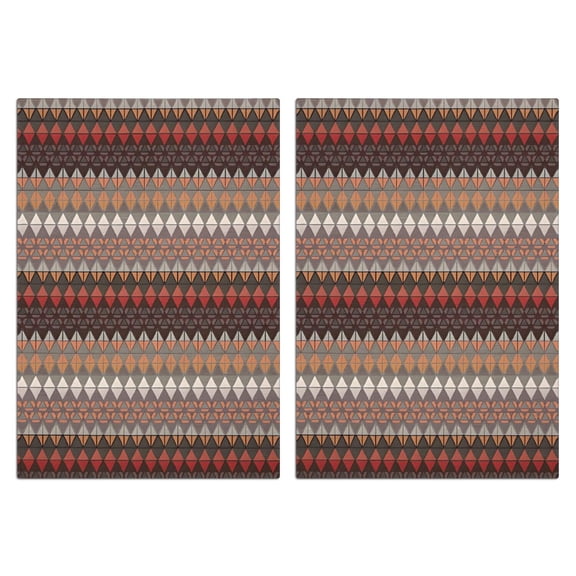 2 Pcs Funny Kitchen Towels,Brown Boho Geometric Triangles and Rhombuses Pattern Microfiber Dish Towels,Kitchen Tea Towels,Kitchen Towel Set (18" X 26")
