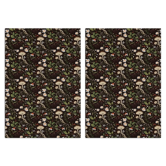 2 Pcs Funny Kitchen Towels,Brown Mushroom Daisy Dark Pattern Microfiber Dish Towels,Kitchen Tea Towels,Kitchen Towel Set (18" X 26")