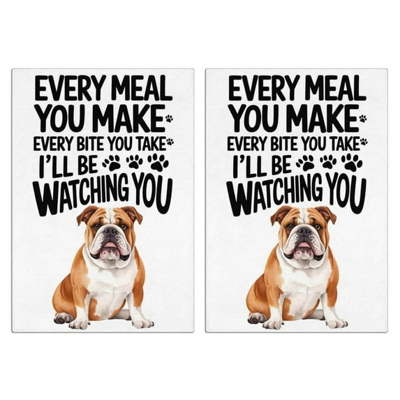 2 Pcs Funny Kitchen Towels,Bulldog Every Meal You Make Microfiber Dish Towels,Kitchen Tea Towels,Kitchen Towel Set (18" X 26")
