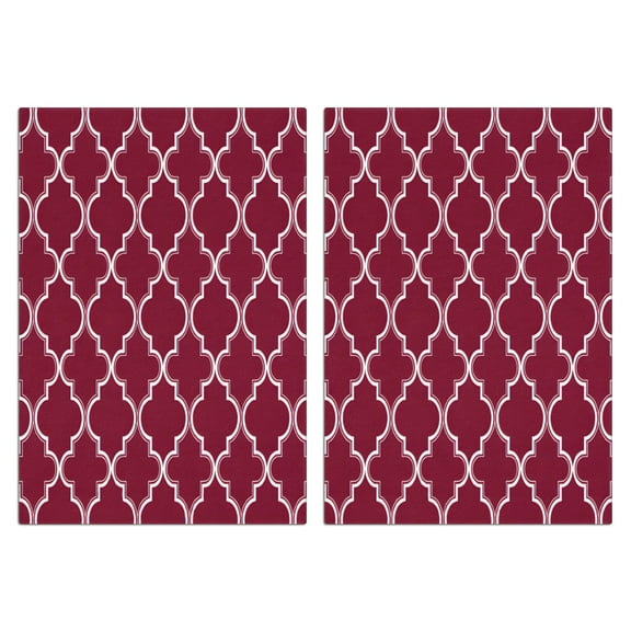 2 Pcs Funny Kitchen Towels,Burgundy Geometric Quatrefoil Pattern Microfiber Dish Towels,Kitchen Tea Towels,Kitchen Towel Set (18" X 26")