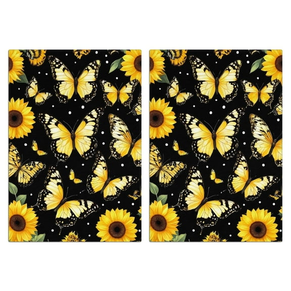 2 Pcs Funny Kitchen Towels,Butterflies Sunflowers Microfiber Dish Towels,Kitchen Tea Towels,Kitchen Towel Set (18" X 26")
