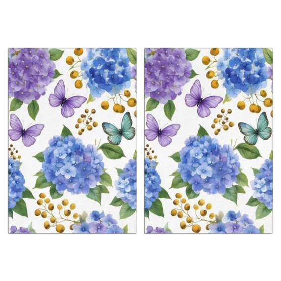 2 Pcs Funny Kitchen Towels,Butterfly and Flower Microfiber Dish Towels,Kitchen Tea Towels,Kitchen Towel Set (18" X 26")