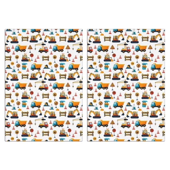 2 Pcs Funny Kitchen Towels,Cartoon Construction Vehicles Animals White Pattern Microfiber Dish Towels,Kitchen Tea Towels,Kitchen Towel Set (18" X 26")