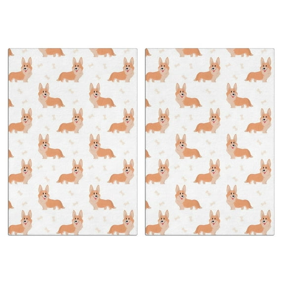 2 Pcs Funny Kitchen Towels,Cartoon Corgi Microfiber Dish Towels,Kitchen Tea Towels,Kitchen Towel Set (18" X 26")