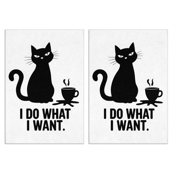 2 Pcs Funny Kitchen Towels,Cat with Coffee I Do What I Want Microfiber Dish Towels,Kitchen Tea Towels,Kitchen Towel Set (18" X 26")