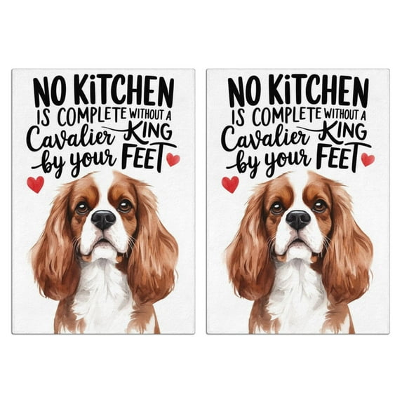 2 Pcs Funny Kitchen Towels,Cavalier King Charles Spaniel Kitchen Feet Microfiber Dish Towels,Kitchen Tea Towels,Kitchen Towel Set (18" X 26")