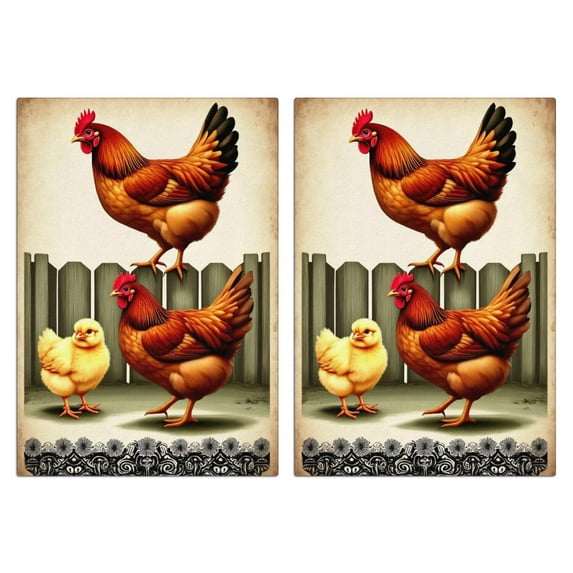 2 Pcs Funny Kitchen Towels,Chicken and Chick Microfiber Dish Towels,Kitchen Tea Towels,Kitchen Towel Set (18" X 26")