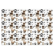 2 Pcs Funny Kitchen Towels,Chihuahua and Footprints Microfiber Dish Towels,Kitchen Tea Towels,Kitchen Towel Set (18" X 26")