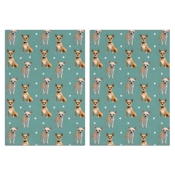2 Pcs Funny Kitchen Towels,Chihuahua and Footprints Microfiber Dish Towels,Kitchen Tea Towels,Kitchen Towel Set (18" X 26")