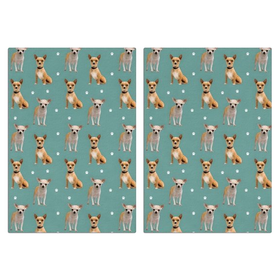 2 Pcs Funny Kitchen Towels,Chihuahua and Footprints Microfiber Dish Towels,Kitchen Tea Towels,Kitchen Towel Set (18" X 26")