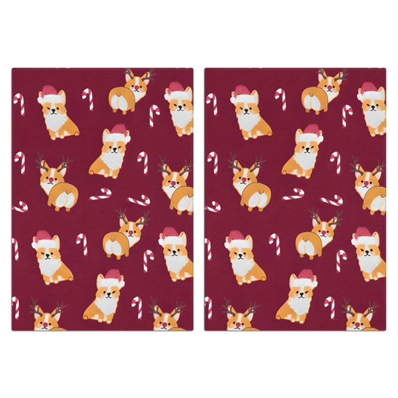 2 Pcs Funny Kitchen Towels,Christmas Corgi Microfiber Dish Towels,Kitchen Tea Towels,Kitchen Towel Set (18" X 26")
