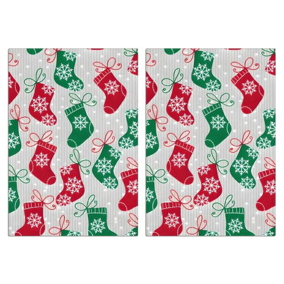 2 Pcs Funny Kitchen Towels,Christmas Stocking Pattern Microfiber Dish Towels,Kitchen Tea Towels,Kitchen Towel Set (18" X 26")