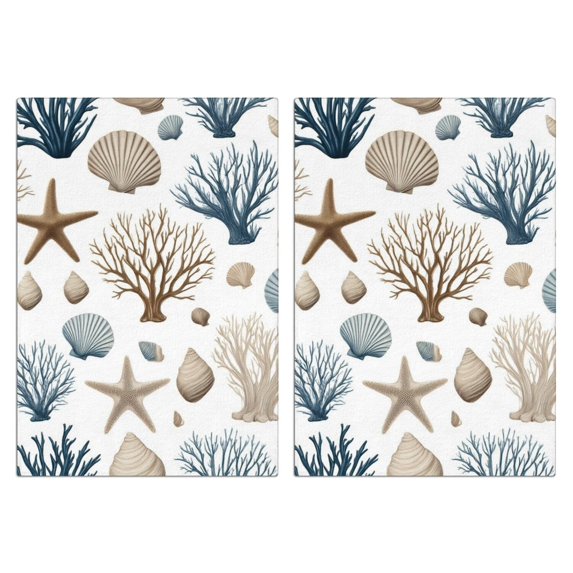 2 Pcs Funny Kitchen Towels,Coastal Coral Starfish Microfiber Dish Towels,Kitchen Tea Towels,Kitchen Towel Set (18" X 26")