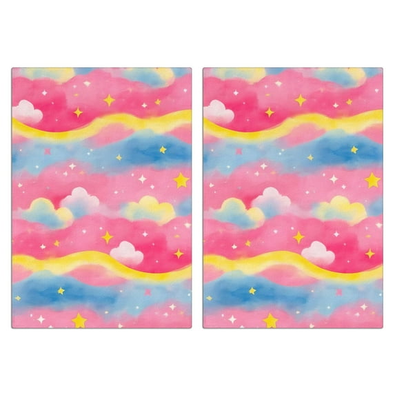 2 Pcs Funny Kitchen Towels,Colorful Cloud Star Pattern Microfiber Dish Towels,Kitchen Tea Towels,Kitchen Towel Set (18" X 26")