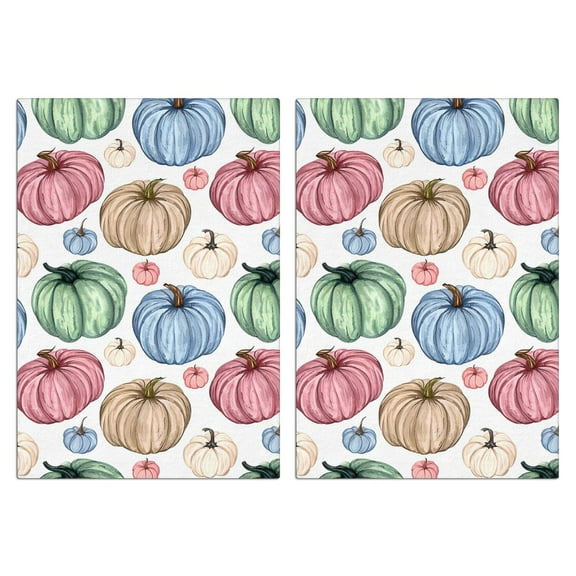 2 Pcs Funny Kitchen Towels,Colorful Fall Pumpkins Pattern Microfiber Dish Towels,Kitchen Tea Towels,Kitchen Towel Set (18" X 26")