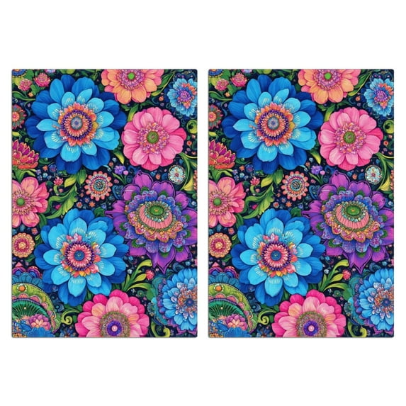 2 Pcs Funny Kitchen Towels,Colorful Floral Pattern Microfiber Dish Towels,Kitchen Tea Towels,Kitchen Towel Set (18" X 26")