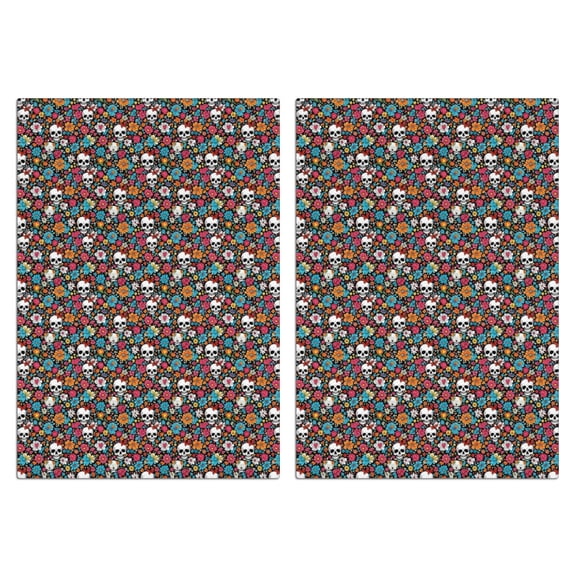 2 Pcs Funny Kitchen Towels,Colorful Floral Skull Pattern Microfiber Dish Towels,Kitchen Tea Towels,Kitchen Towel Set (18" X 26")