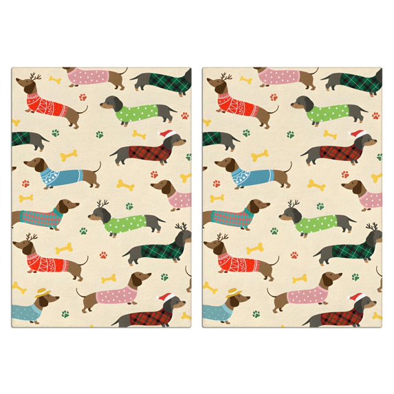 2 Pcs Funny Kitchen Towels,Colorful Funny Dachshund Microfiber Dish Towels,Kitchen Tea Towels,Kitchen Towel Set (18" X 26")