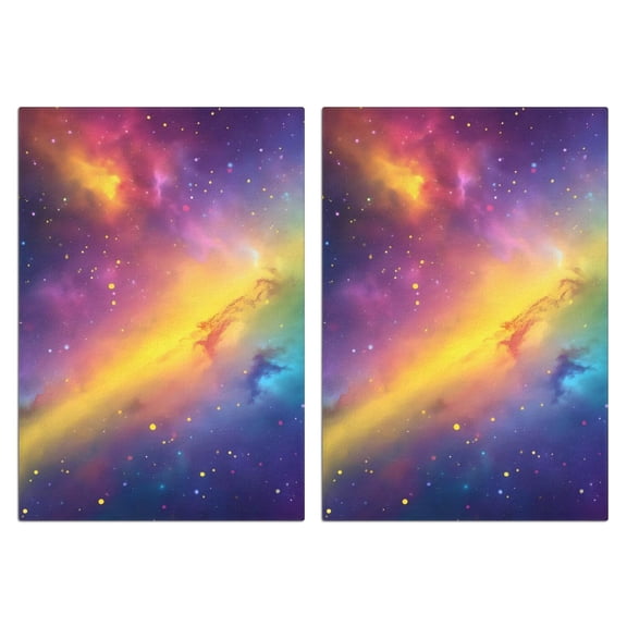2 Pcs Funny Kitchen Towels,Colorful Galaxy Pattern Microfiber Dish Towels,Kitchen Tea Towels,Kitchen Towel Set (18" X 26")