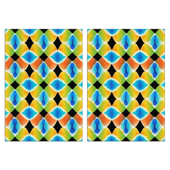 2 Pcs Funny Kitchen Towels,Colorful Geometric Pattern Microfiber Dish Towels,Kitchen Tea Towels,Kitchen Towel Set (18" X 26")