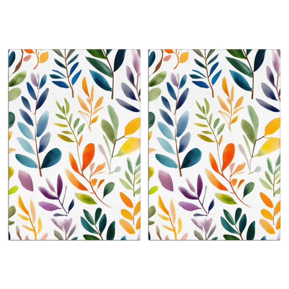 2 Pcs Funny Kitchen Towels,Colorful Leaves Pattern Microfiber Dish Towels,Kitchen Tea Towels,Kitchen Towel Set (18" X 26")