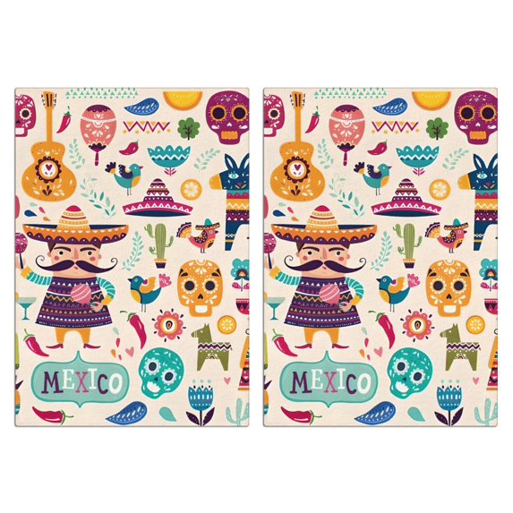 2 Pcs Funny Kitchen Towels,Colorful Mexican Elements Microfiber Dish Towels,Kitchen Tea Towels,Kitchen Towel Set (18" X 26")