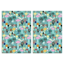 2 Pcs Funny Kitchen Towels,Colorful Mushroom Decor Teal Pattern Microfiber Dish Towels,Kitchen Tea Towels,Kitchen Towel Set (18" X 26")