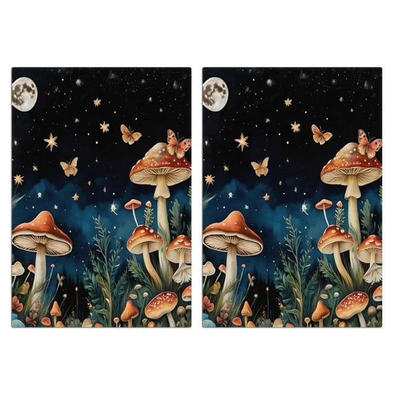 2 Pcs Funny Kitchen Towels,Colorful Mushroom Eye Black Pattern Microfiber Dish Towels,Kitchen Tea Towels,Kitchen Towel Set (18" X 26")