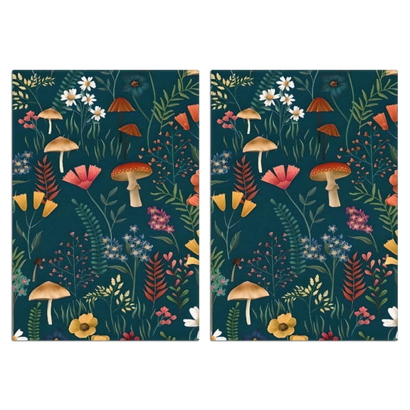 2 Pcs Funny Kitchen Towels,Colorful Mushroom Flower Dark Green Pattern Microfiber Dish Towels,Kitchen Tea Towels,Kitchen Towel Set (18" X 26")