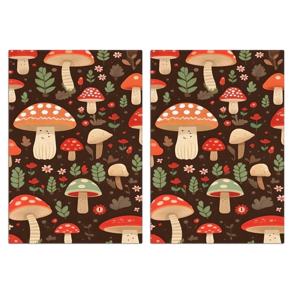 2 Pcs Funny Kitchen Towels,Colorful Mushroom Flower Dark Pattern Microfiber Dish Towels,Kitchen Tea Towels,Kitchen Towel Set (18" X 26")
