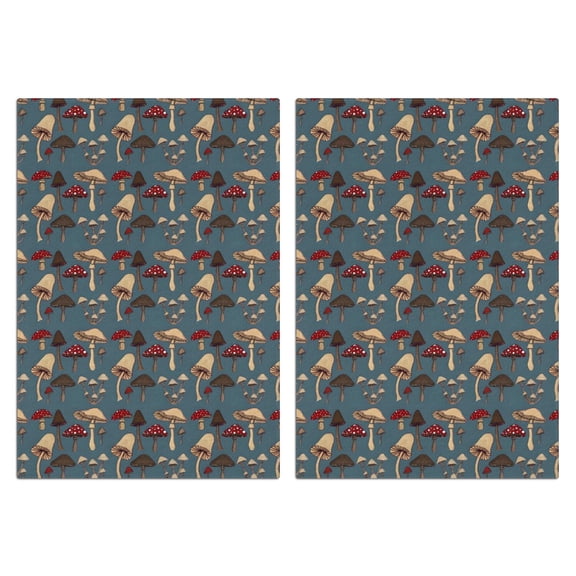 2 Pcs Funny Kitchen Towels,Colorful Mushroom Group Blue Pattern Microfiber Dish Towels,Kitchen Tea Towels,Kitchen Towel Set (18" X 26")