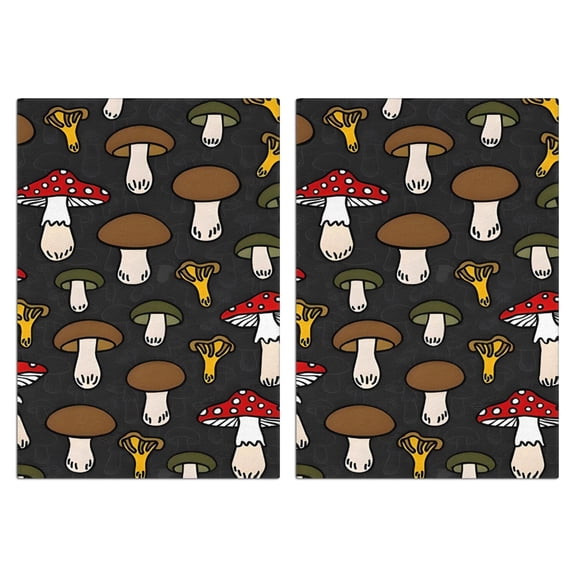 2 Pcs Funny Kitchen Towels,Colorful Mushroom Pattern Dark Pattern Microfiber Dish Towels,Kitchen Tea Towels,Kitchen Towel Set (18" X 26")
