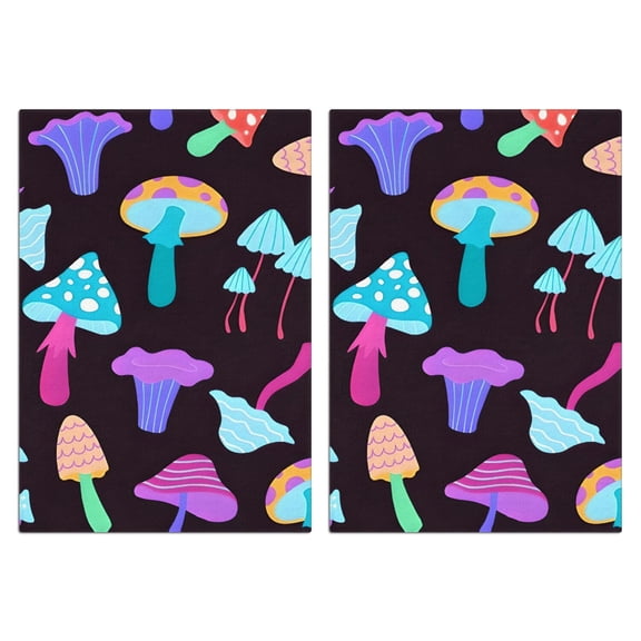 2 Pcs Funny Kitchen Towels,Colorful Mushroom Pattern Dark Pattern Microfiber Dish Towels,Kitchen Tea Towels,Kitchen Towel Set (18" X 26")