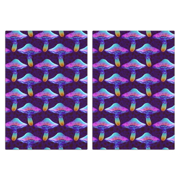 2 Pcs Funny Kitchen Towels,Colorful Mushroom Pattern Purple Pattern Microfiber Dish Towels,Kitchen Tea Towels,Kitchen Towel Set (18" X 26")