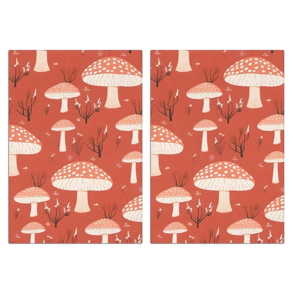 2 Pcs Funny Kitchen Towels,Colorful Mushroom Plant Red Pattern Microfiber Dish Towels,Kitchen Tea Towels,Kitchen Towel Set (18" X 26")